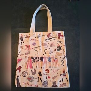 Taylor Swift Eras Tour Stylish Cream Tote Bag with Graphic Print